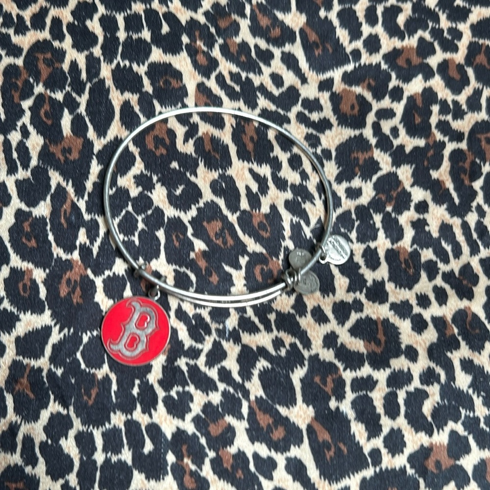 ALEX AND ANI RUSSIAN SILVER BOSTON RED SOX CAP LOGO BRACELET
